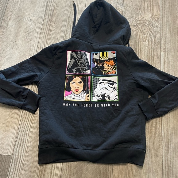 Star Wars Tops - Vintage Star Wars faux fur lined hooded zip up jacket sweatshirt Darth Vader S